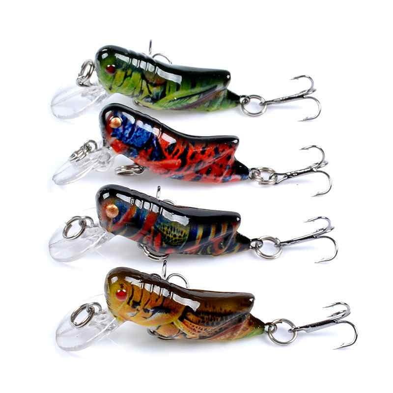 2 pcs 4.5cm 3.4g Grasshopper Bionic Bait Painted Plastic Hard Bait