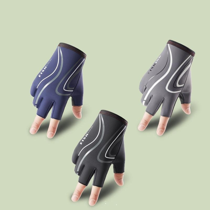 2 pairs Non-slip fishing gloves with three fingers exposed