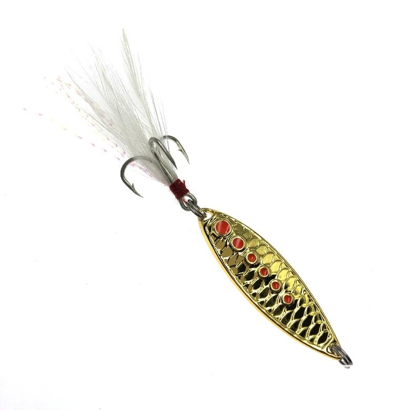 2 pc Fish scale shaped sequined bait with red dots