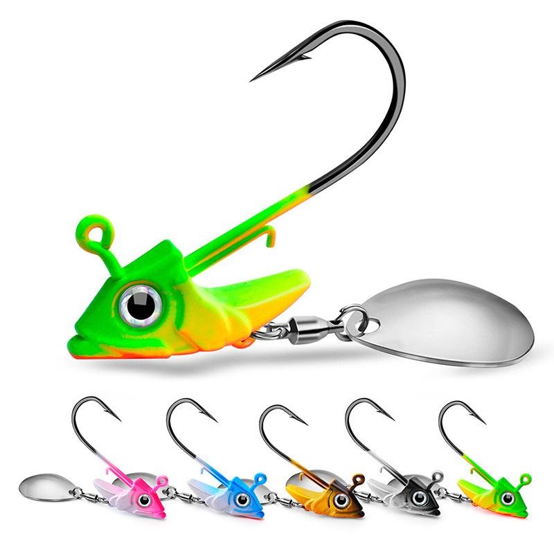 2 pc Jig Head Hooks Weighted with Spinner Blades Swimbaits for Soft Fishing Lures
