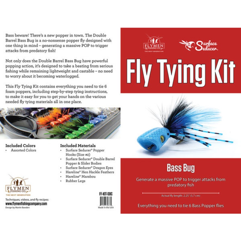 Flymen Surface Seducer Double Barrel Bass Popper Fly Tying Kit
