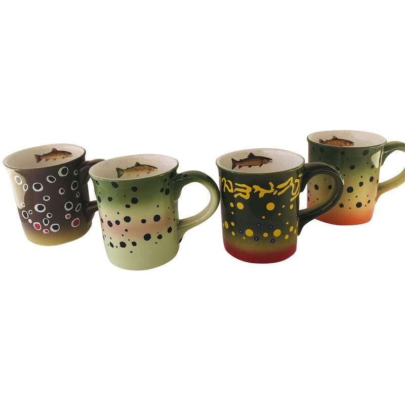 Hand Painted Stoneware Trout Mugs