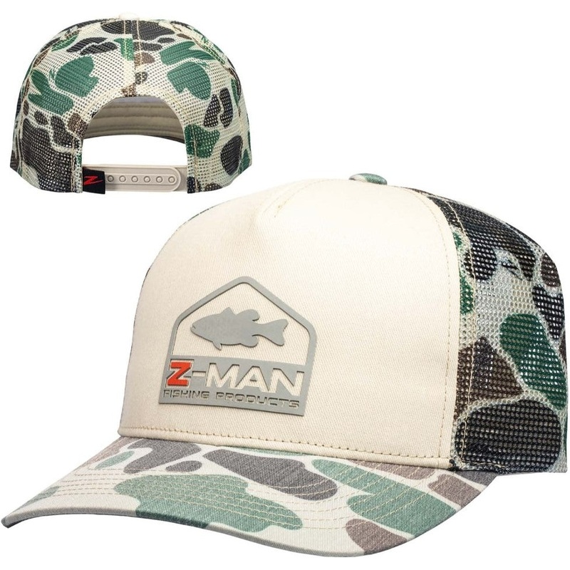 Z-Man Camo Bass Trucker Hat – Old School Khaki/Camo